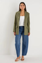 Load image into Gallery viewer, Ivy + Jack Dock Ramie Rolled Sleeve Blazer - Khaki