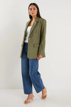 Load image into Gallery viewer, Ivy + Jack Dock Ramie Rolled Sleeve Blazer - Khaki