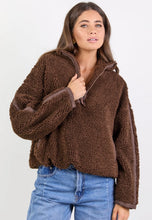 Load image into Gallery viewer, Stories Be Told Untold Quarter Zip Sherpa Sweatshirt - Chocolate Hyde Boutique