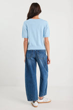 Load image into Gallery viewer, Stories be Told Edition Crewneck Cashmere Blend Knit Tee - Sky Blue Hyde Boutique