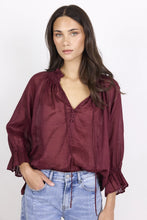 Load image into Gallery viewer, Among The Brave Expedition Shirred Neck Short Sleeve Top - Burgundy Arriving Thursday