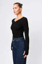 Load image into Gallery viewer, Mossman Sedona Top - Black Apparel > Women > Clothing > Tops > Long Sleeve Tops > Ribbed Jersey Tops > Mossman Hyde Boutique