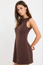 Load image into Gallery viewer, Among The Brave Venice Boat Neck Fitted Mini Dress - Chocolate Hyde Boutique