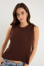 Load image into Gallery viewer, Among The Brave Salute Relaxed Sleeveless Knit Tank Top - Chocolate Hyde Boutique