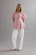 Load image into Gallery viewer, Caitlin Crisp Sofia Blouse - Berry Plaid Caitlin Crisp