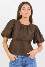 Load image into Gallery viewer, Stories Be Told Finali Puff Short Sleeve Top - Chocolate