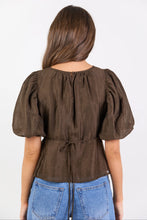 Load image into Gallery viewer, Stories Be Told Finali Puff Short Sleeve Top - Chocolate