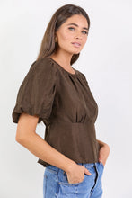 Load image into Gallery viewer, Stories Be Told Finali Puff Short Sleeve Top - Chocolate