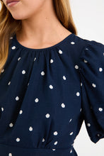 Load image into Gallery viewer, Stories be Told Finali Bubble Sleeve Top - Navy Polka Dot Hyde Boutique