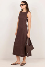 Load image into Gallery viewer, Stories Be Told Future Linen Sleeveless Midi Dress - Dark Chocolate