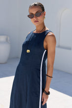 Load image into Gallery viewer, Stories Be Told Future Linen Sleeveless Midi Dress - Ink