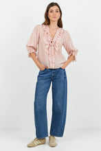 Load image into Gallery viewer, Ivy + Jack Garnish Spot Frill Front Mid Sleeve Top - Blush Polka Dot