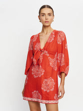 Load image into Gallery viewer, Kivari Indira Tie Front Mini Dress - Coral Hyde Boutique