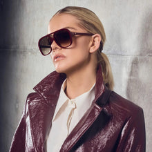 Load image into Gallery viewer, Valley Eyewear Bang - Burgundy w. Gold Metal/Brown Gradient Lens Hyde Boutique