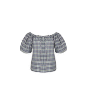 Load image into Gallery viewer, Ruby Hydra Off Shoulder Blouse - Navy Yellow Tartan Hyde Boutique