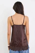 Load image into Gallery viewer, Georgia Zoe Noir - Chocolate Satin Lace Trim Cami