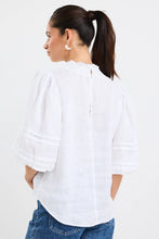 Load image into Gallery viewer, Ivy + Jack Polished Linen High Neck Pleat Reversible Sleeve Top - White Hyde Boutique