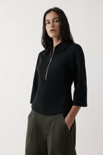 Load image into Gallery viewer, Rebe Zip-Front Polo - Black Hyde Boutique