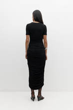 Load image into Gallery viewer, Rebe Ruched Midi Dress - Black Apparel > Women > Clothing > Dresses > Midi Dresses > Rebe Hyde Boutique