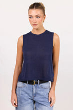 Load image into Gallery viewer, Among The Brave Salute Relaxed Sleeveless Knit Tank Top - Navy