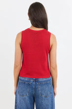 Load image into Gallery viewer, Among The Brave Salute Relaxed Sleeveless Knit Tank Top - Red