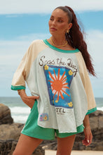 Load image into Gallery viewer, Sabbi The Seas The Day Raglan Tee - Sky Apparel > Women > Clothing > Shirts & Tops > Tops > Raglan T-Shirts > Sabbi Hyde Boutique