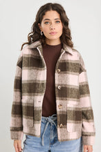 Load image into Gallery viewer, Stories Be Told Solace Oversized Shacket - Chocolate/Pink Check