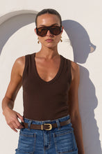 Load image into Gallery viewer, Among The Brave Vale V Neck Rib Tank - Chocolate Arriving Thursday