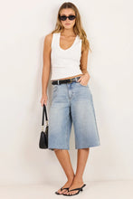 Load image into Gallery viewer, Stories Be Told Maverick Knee Length Bermuda Denim Shorts - Vintage Blue Hyde Boutique