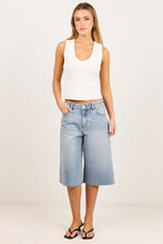 Load image into Gallery viewer, Stories Be Told Maverick Knee Length Bermuda Denim Shorts - Vintage Blue Hyde Boutique
