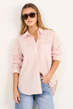 Load image into Gallery viewer, Stories Be Told You Got This Pink Beige Stripe Oversized Boyfriend Shirt Arriving Friday