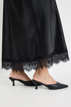Load image into Gallery viewer, Georgia Zoe Margarita - Black Satin Lace Trim Bais Maxi Skirt