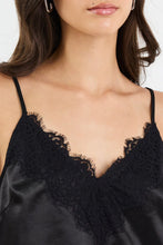 Load image into Gallery viewer, Georgia Zoe Noir - Black Satin Lace Trim Cami