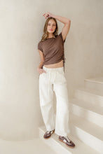Load image into Gallery viewer, Stories Be Told Campus Tie Waist Barrel Jeans - Ecru Hyde Boutique