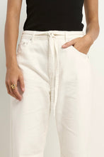 Load image into Gallery viewer, Stories Be Told Campus Tie Waist Barrel Jeans - Ecru Hyde Boutique