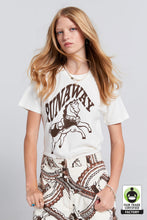 Load image into Gallery viewer, Karen Walker Runaway Carousel Organic Cotton T-Shirt - Ecru/Mocha Apparel > Women > Clothing > Tops > Tees > Graphic Tees > Karen Walker Hyde Boutique