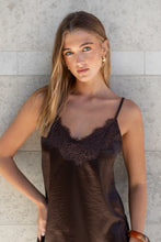 Load image into Gallery viewer, Georgia Zoe Noir - Chocolate Satin Lace Trim Cami