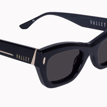 Load image into Gallery viewer, Valley Eyewear Delancey - Gloss Black with Gold Metal Trim / Black Lens Hyde Boutique