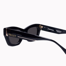 Load image into Gallery viewer, Valley Eyewear Delancey - Gloss Black with Gold Metal Trim / Black Lens Hyde Boutique