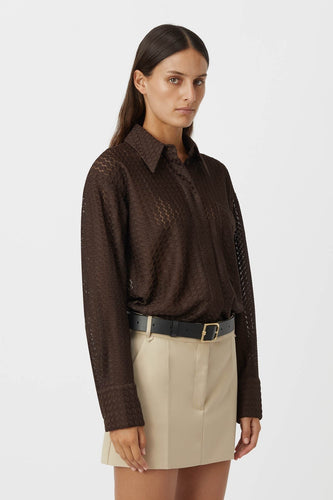 CAMILLA AND MARC Enota Lace Shirt - Chocolate  Hyde Boutique   