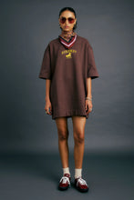 Load image into Gallery viewer, Karen Walker Academy Dress - Chocolate/Gold Hyde Boutique