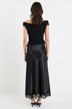 Load image into Gallery viewer, Georgia Zoe Margarita - Black Satin Lace Trim Bais Maxi Skirt
