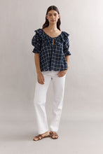 Load image into Gallery viewer, Caitlin Crisp Hazel Blouse - Navy Check Hyde Boutique