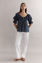 Load image into Gallery viewer, Caitlin Crisp Hazel Blouse - Navy Check Hyde Boutique