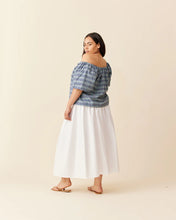 Load image into Gallery viewer, Ruby Hydra Off Shoulder Blouse - Navy Yellow Tartan Hyde Boutique