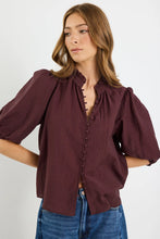Load image into Gallery viewer, Ivy + Jack Continuance Semi Sheer High Neck Buttoned Short Sleeve Top - Chocolate Apparel > Women > Clothing > Tops > Short Sleeve Tops > Ivy Jack Hyde Boutique