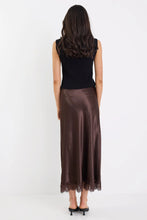 Load image into Gallery viewer, Georgia Zoe Margarita - Chocolate Satin Lace Trim Bais Maxi Skirt
