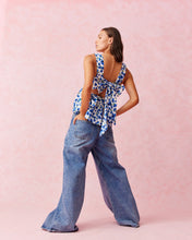 Load image into Gallery viewer, Ruby Margie Tie Back Top - Blue Floral Hyde Boutique