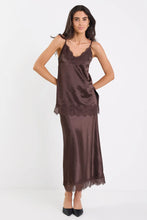 Load image into Gallery viewer, Georgia Zoe Margarita - Chocolate Satin Lace Trim Bais Maxi Skirt