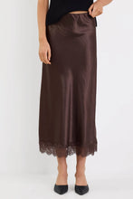 Load image into Gallery viewer, Georgia Zoe Margarita - Chocolate Satin Lace Trim Bais Maxi Skirt